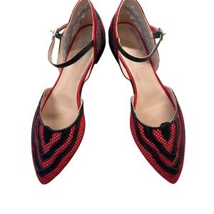Dream Walkers Kusama Red Mesh Amour Pointed Toe Ballet Ankle Strap‎ Swiftie 41
